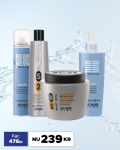 Echosline Fugtgivende & Varmebeskyttende Pakke - Echosline S2 Shampoo 350ml, M2 Mask 500ml, Liss Styler, Heat Protector